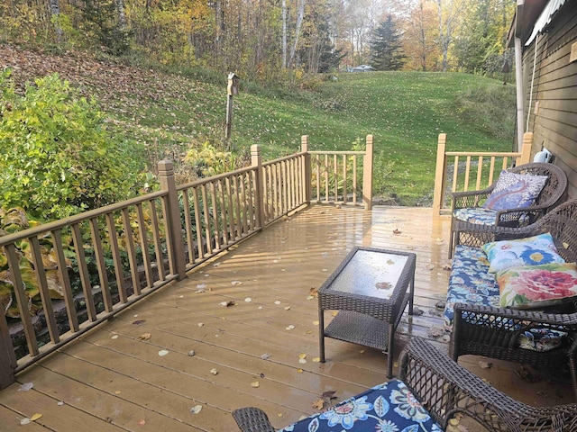 deck with a lawn