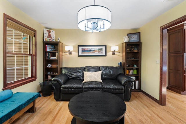 living room with light hardwood / wood-style floors