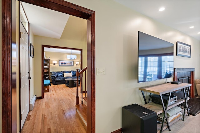 hall featuring light hardwood / wood-style floors