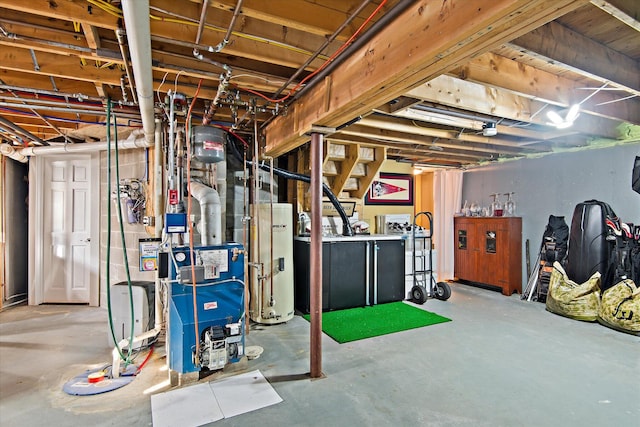 basement with gas water heater