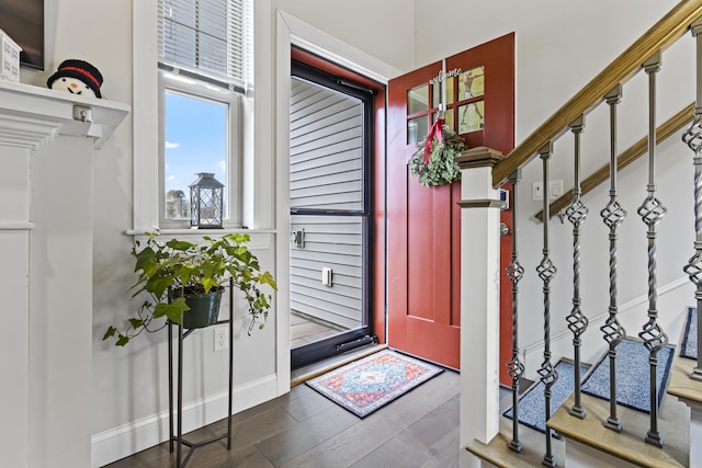 entrance foyer with dark wood-type flooring