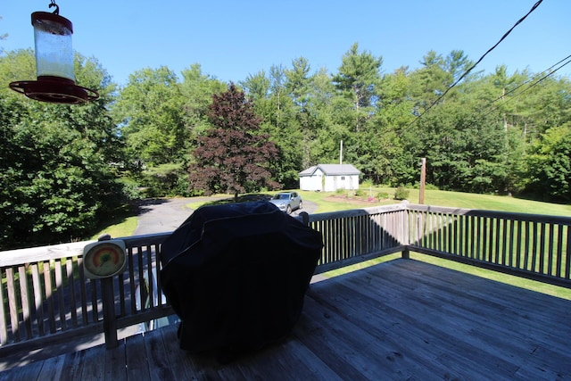 468 Curtis Rd, Swanville, ME 04915 - wooden terrace featuring a lawn