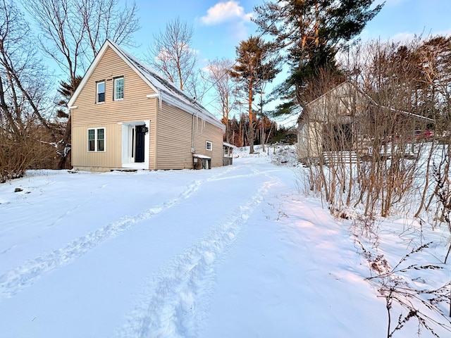 view of snow covered exterior