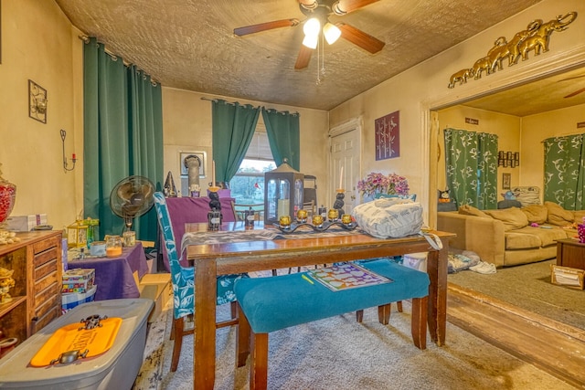 dining space featuring hardwood / wood-style floors and ceiling fan