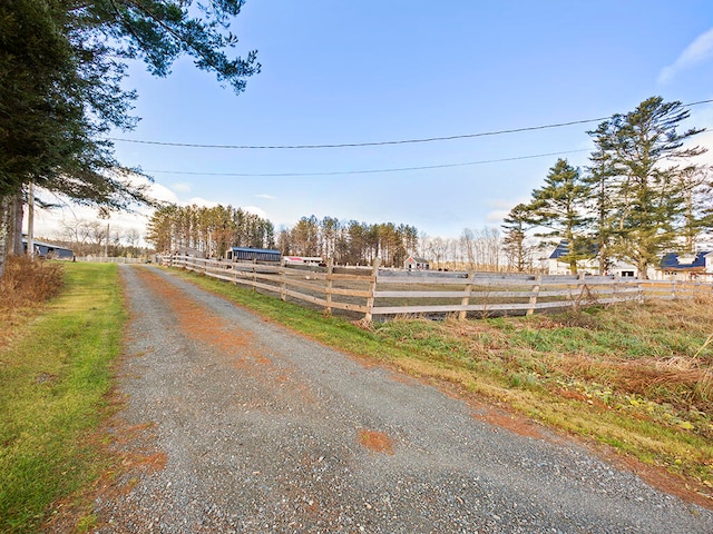 view of street with a rural view