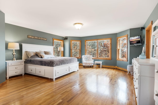 bedroom with light hardwood / wood-style floors