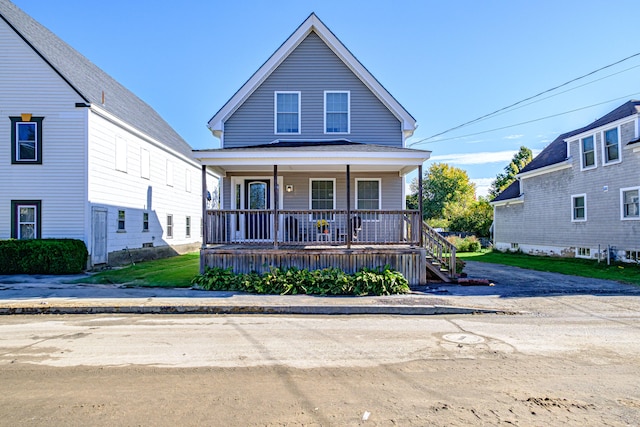 view of front of property featuring covered porch