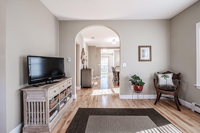 interior space with light hardwood / wood-style flooring