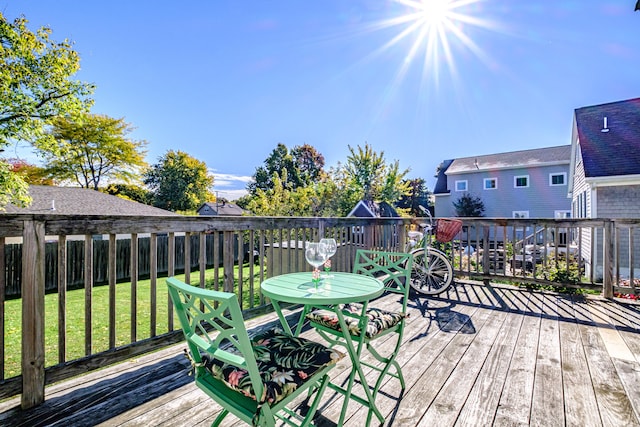 deck featuring a yard