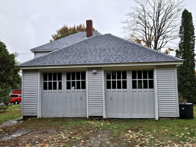 garage with central air condition unit