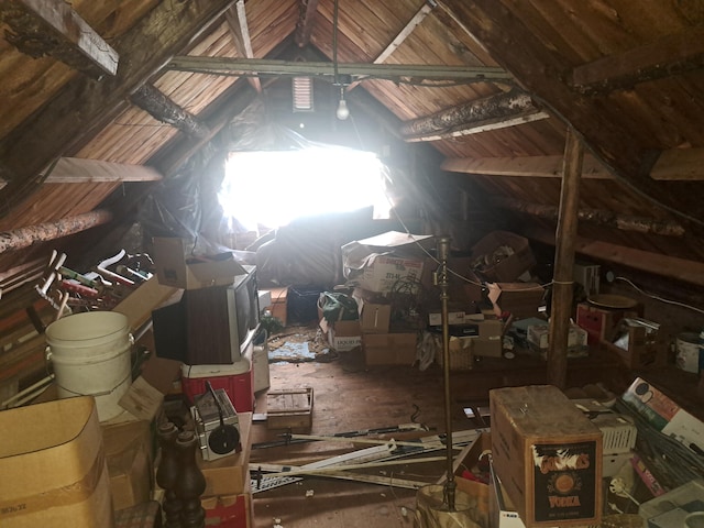 view of unfinished attic