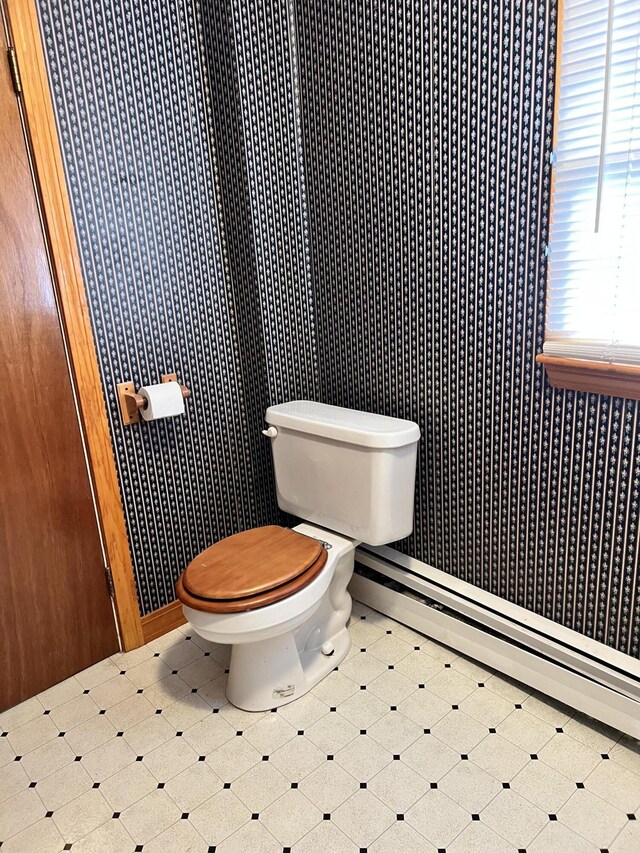 37 Spruce St, East Millinocket, ME 04430 - bathroom with toilet and tile patterned floors