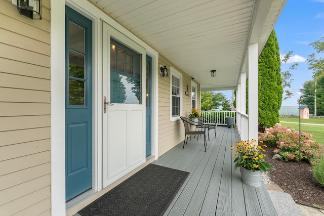 wooden deck with covered porch