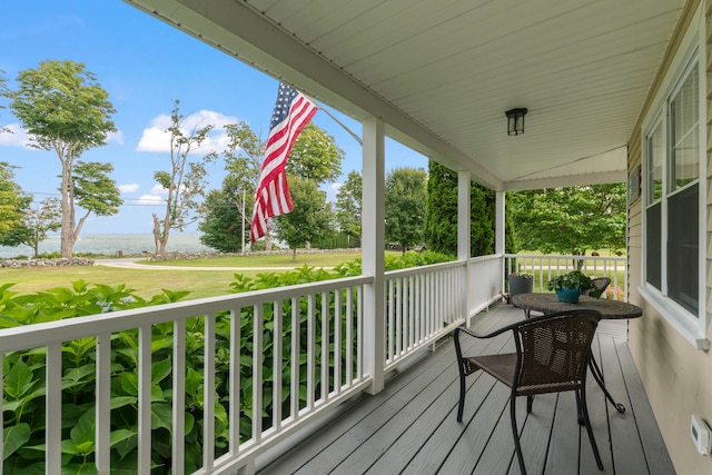 deck featuring a porch