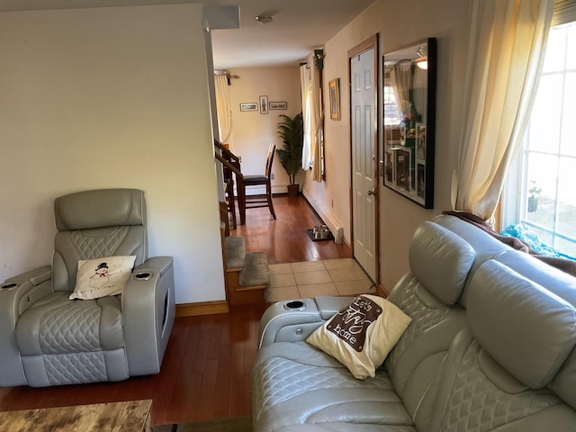 living room with wood-type flooring