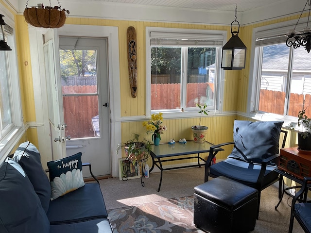 sunroom / solarium with a healthy amount of sunlight