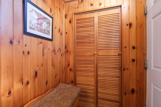 room details featuring wood walls