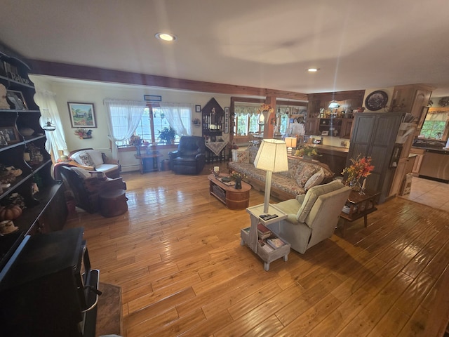 living room featuring light wood-type flooring