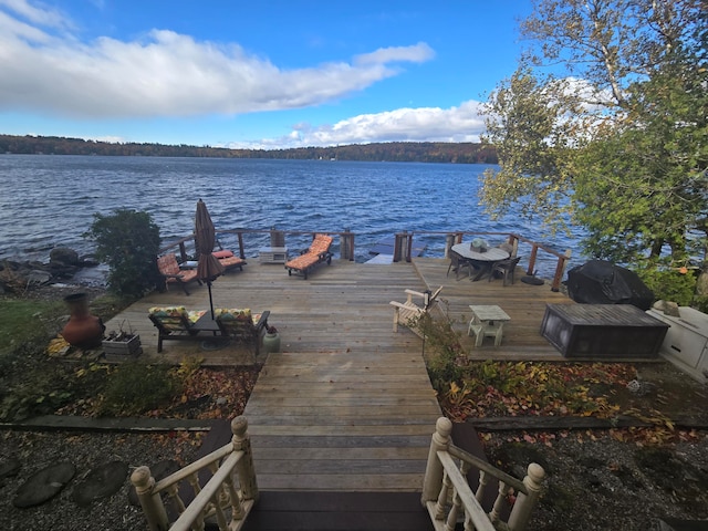 view of dock featuring a water view