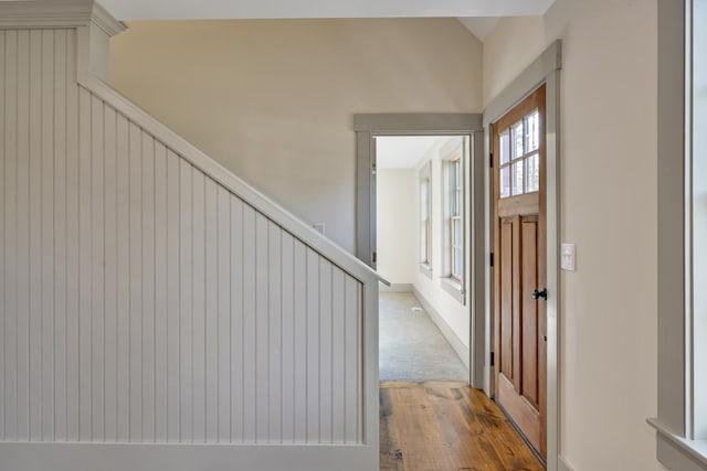 entrance foyer featuring wood-type flooring