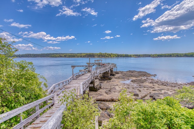 dock area featuring a water view