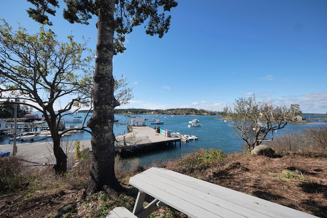 view of dock featuring a water view