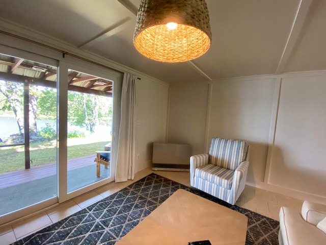 sitting room with tile patterned floors