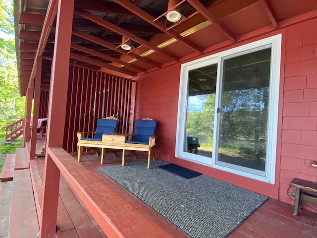 view of patio featuring a wooden deck