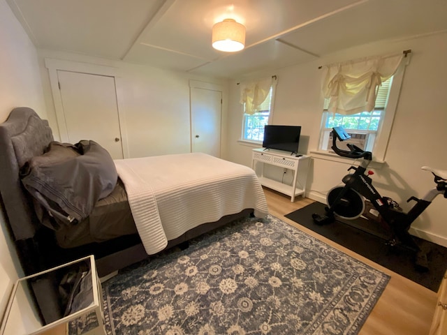 bedroom with hardwood / wood-style floors