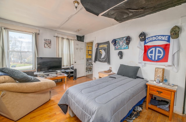 bedroom with hardwood / wood-style floors