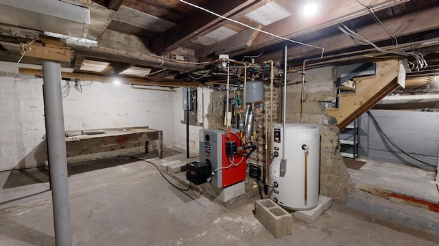 basement with water heater