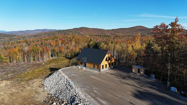 aerial view with a mountain view