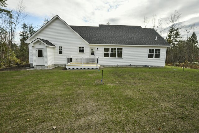 LOT8 Ward Rd, Sebago, ME 04029 - rear view of house featuring a lawn, a deck, and roof with shingles