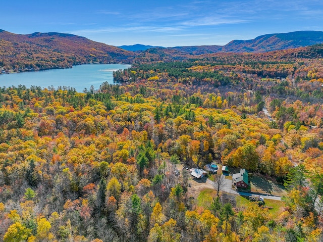 aerial view with a water and mountain view