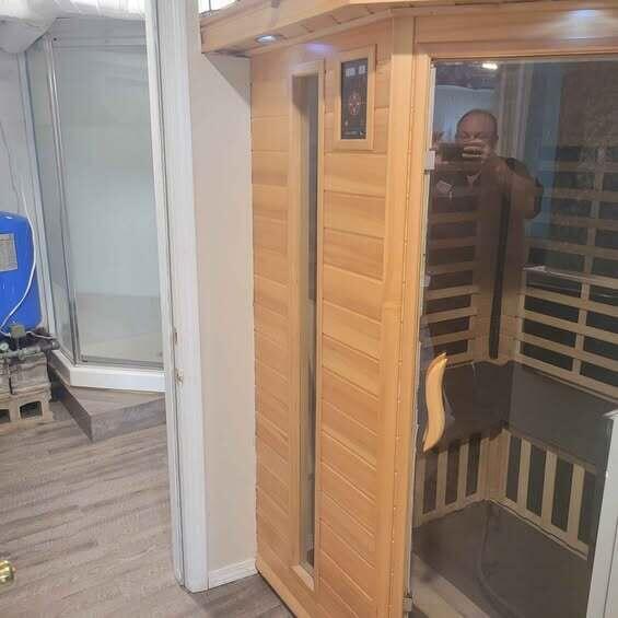 900 Brewer Lake Rd, Orrington, ME 04474 - relaxing sauna / steam room with wood finished floors