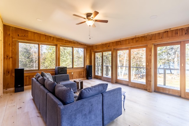 living room with light hardwood / wood-style flooring and plenty of natural light