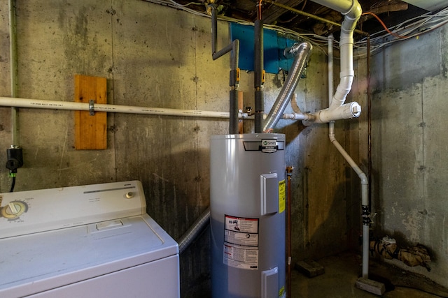 utilities featuring washer / clothes dryer and electric water heater