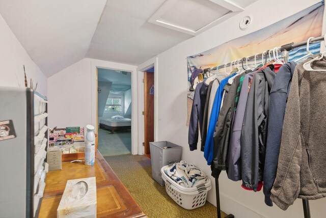 spacious closet with lofted ceiling