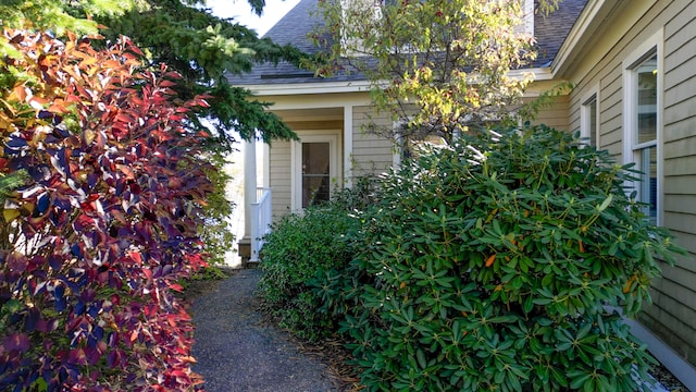 view of side of home featuring a shingled roof