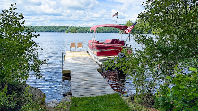 dock area featuring a water view