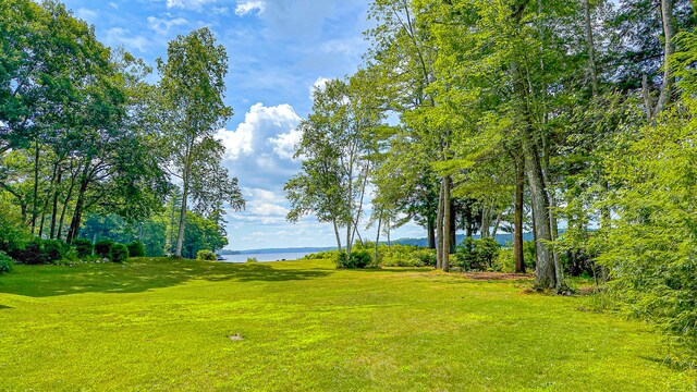 view of yard featuring a water view