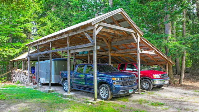 view of parking with a carport