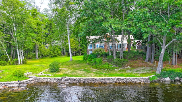 exterior space featuring a water view