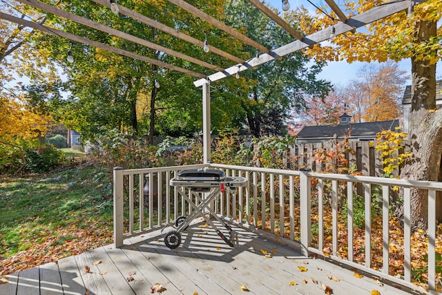 wooden terrace featuring a pergola