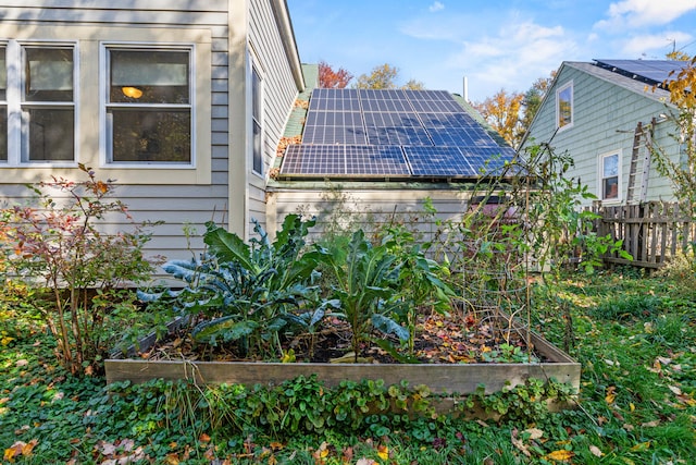 exterior space featuring solar panels