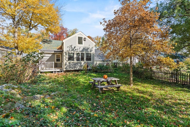 view of yard with a deck