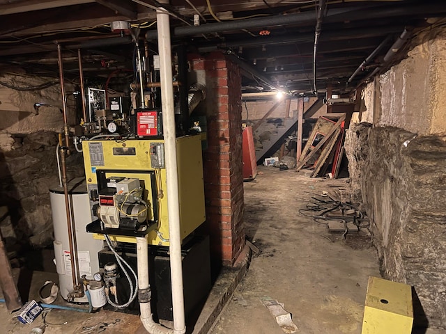 basement with gas water heater