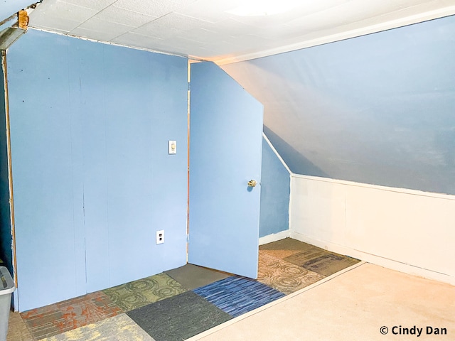 additional living space featuring lofted ceiling