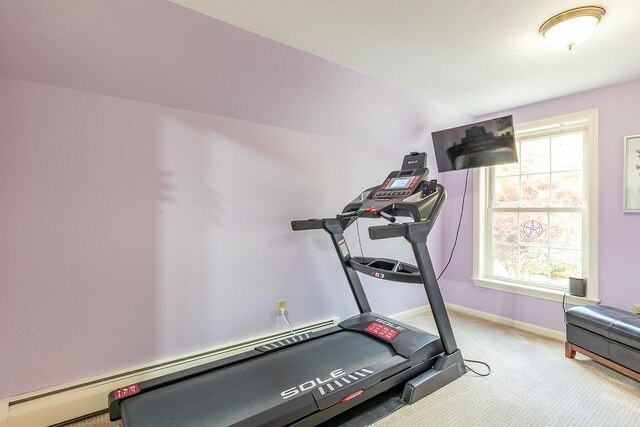 exercise area featuring carpet floors and plenty of natural light