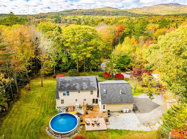 bird's eye view with a mountain view